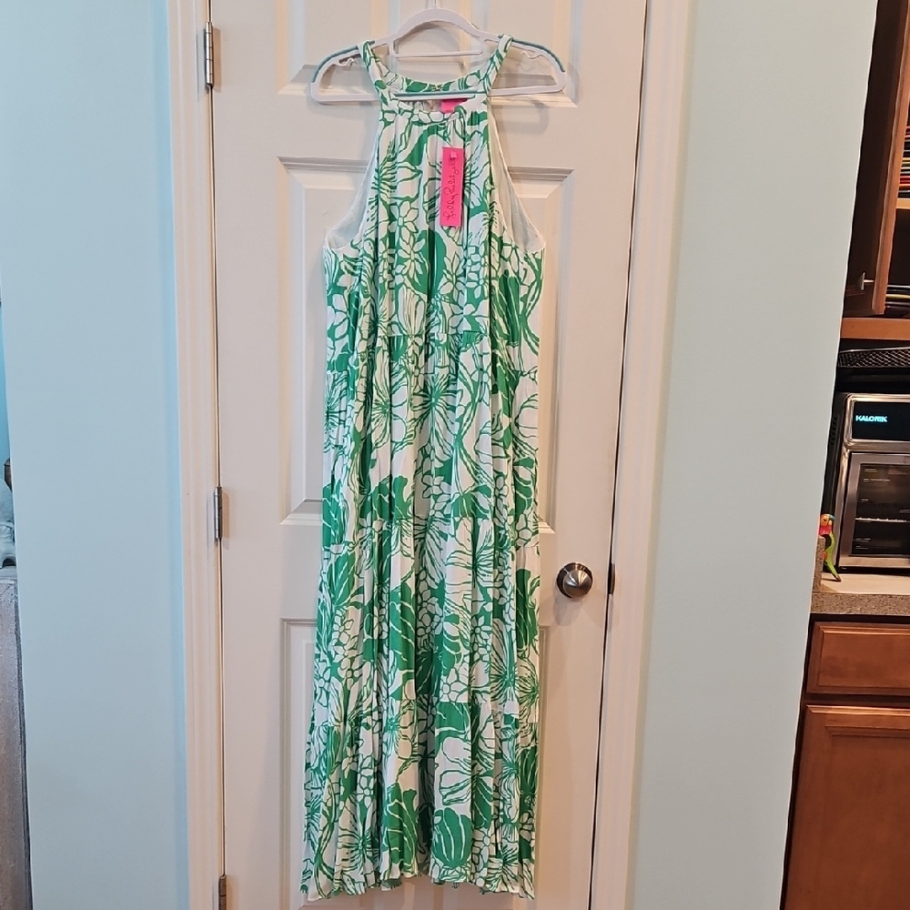 Lilly Pulitzer Green and White Maxi Dress